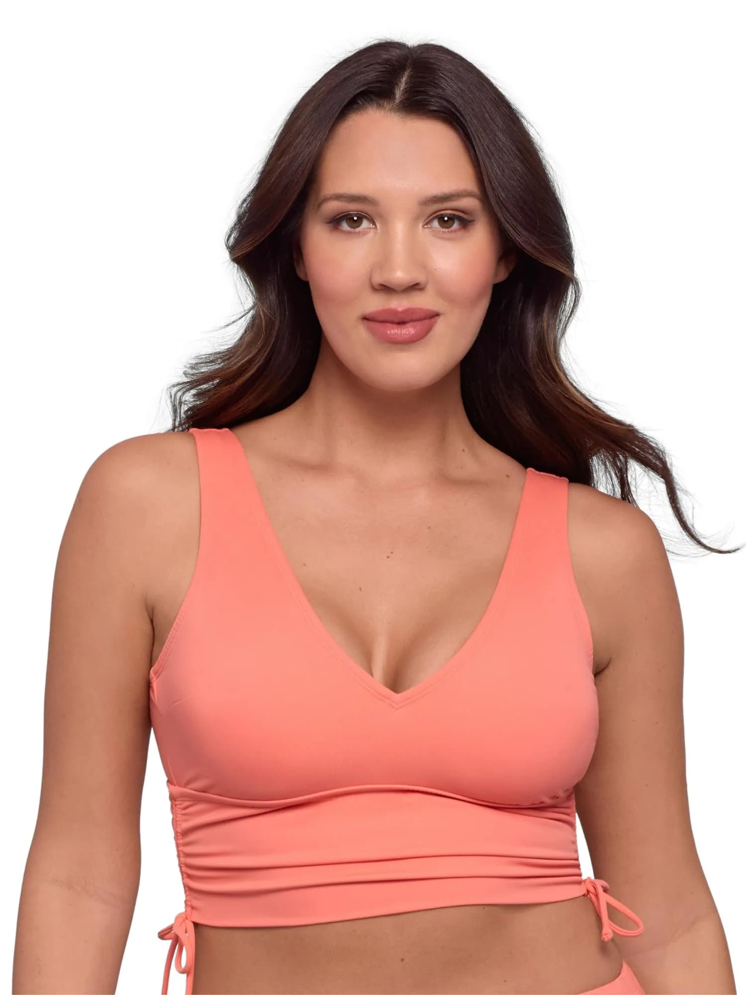 S3 Swim Women's Supportive Cinch Shirred Tie Side Bikini Top Watermelon Large | Adjustable Support & Sculpting Fit