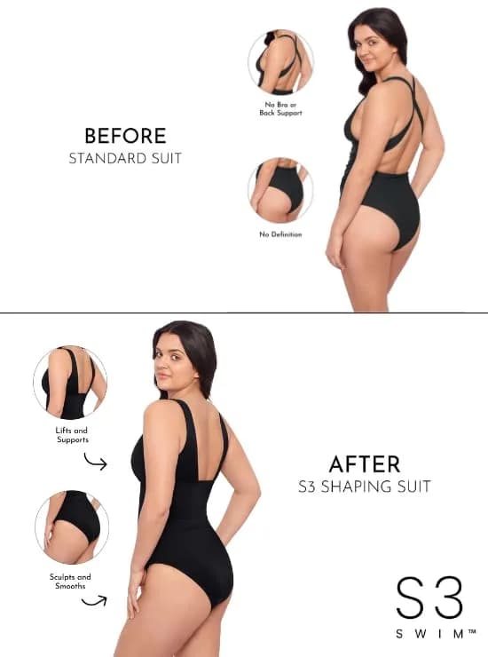 S3 Swim Women's Cinch One Piece Swimsuit Water Lilies Iris | Supportive, Adjustable Fit in Water Lilies Iris thumbnail 3