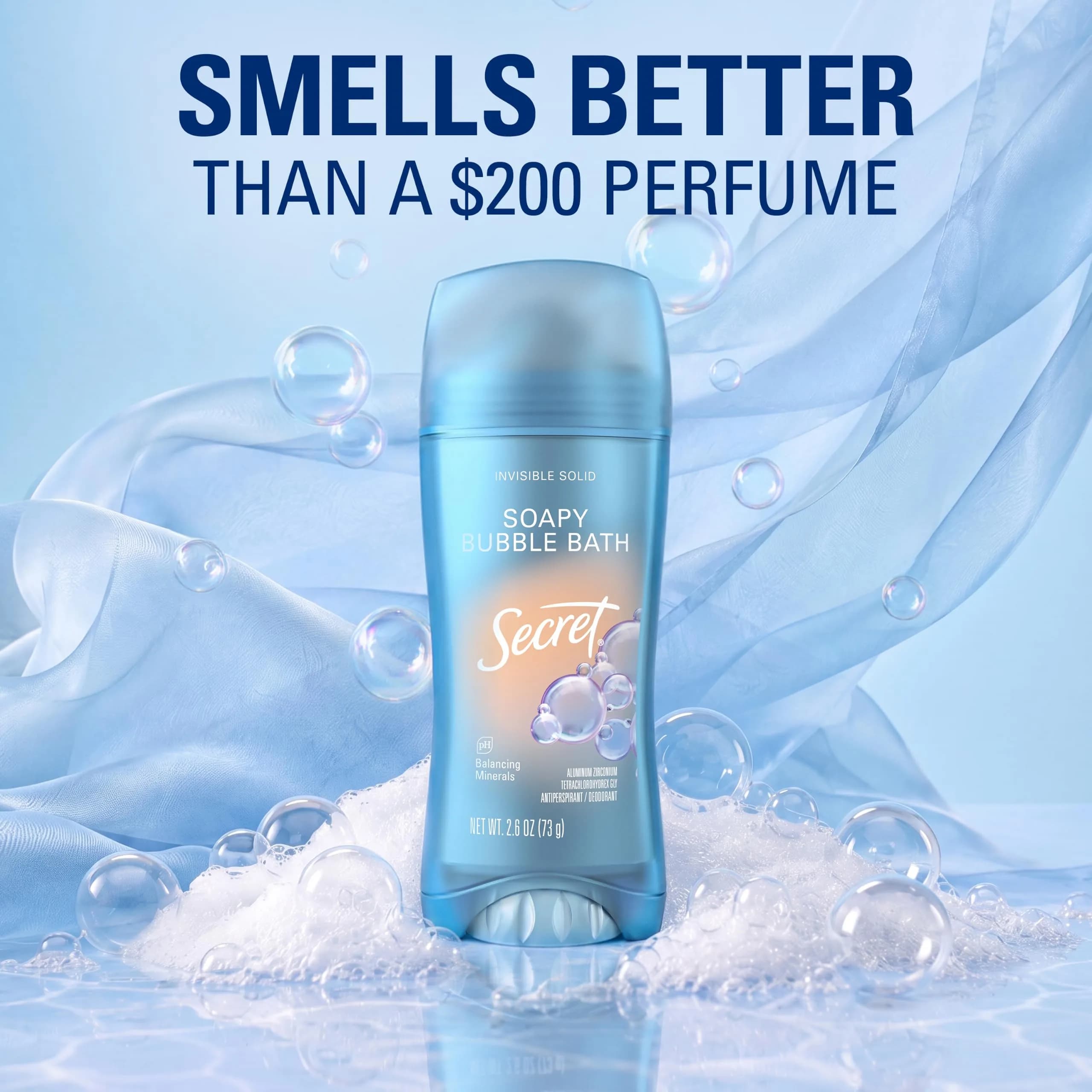 Secret Fresh Antiperspirant Deodorant for Women, Soapy Bubble Bath Scent, 72hr Protection, 77g (2.6 oz) - view 5