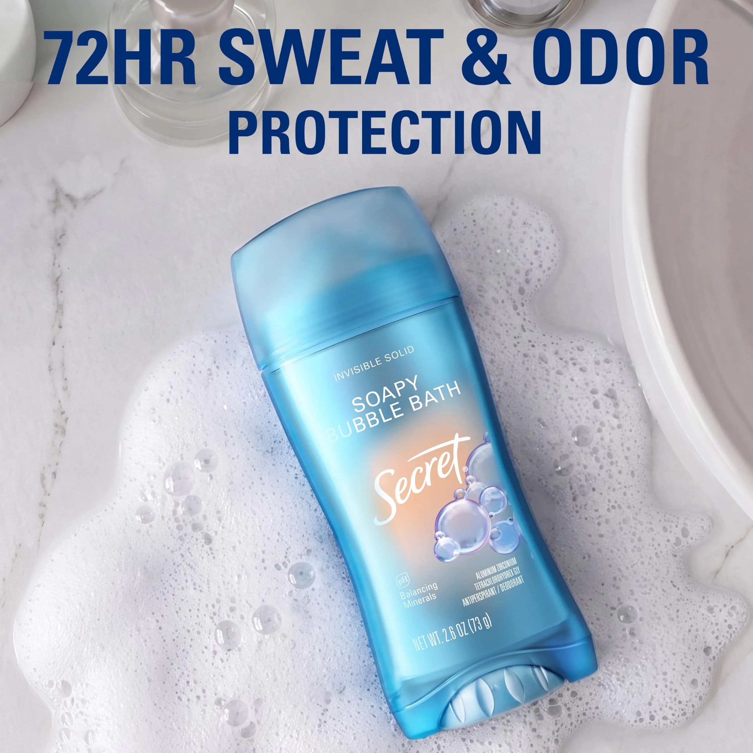 Secret Fresh Antiperspirant Deodorant for Women, Soapy Bubble Bath Scent, 72hr Protection, 77g (2.6 oz) - view 3