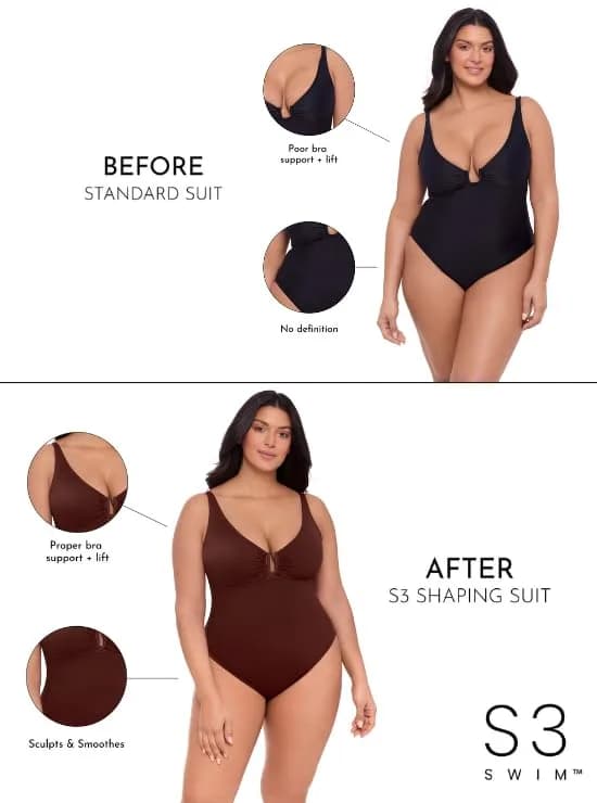 S3 Swim Women's Sculpting Adjustable U-Wire One Piece Swimsuit | 360° Shaping Support thumbnail 3