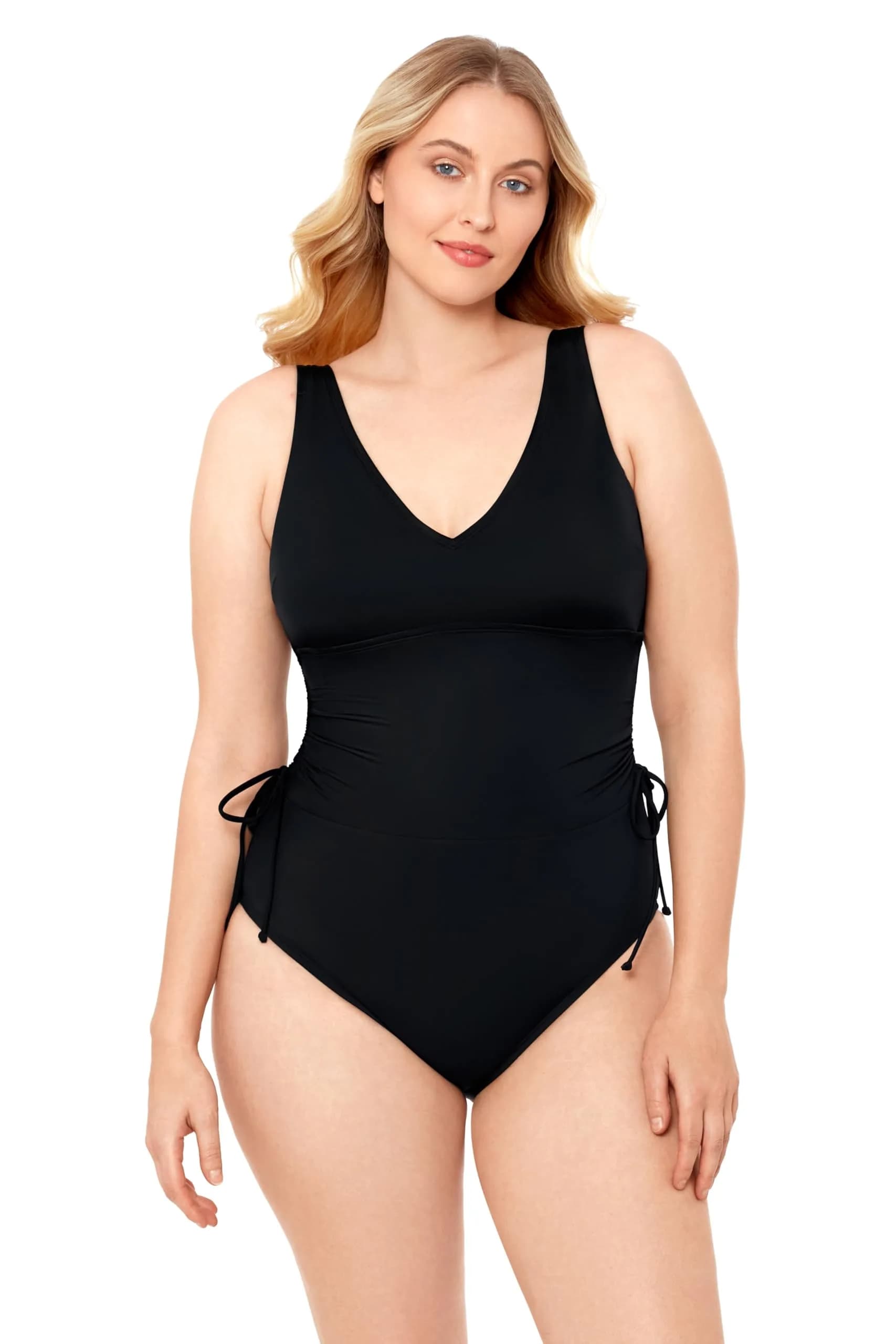S3 Swim Women's Cinch One Piece Swimsuit Onyx Black | Tummy Control & Support (70-120 chars) — Onyx Black