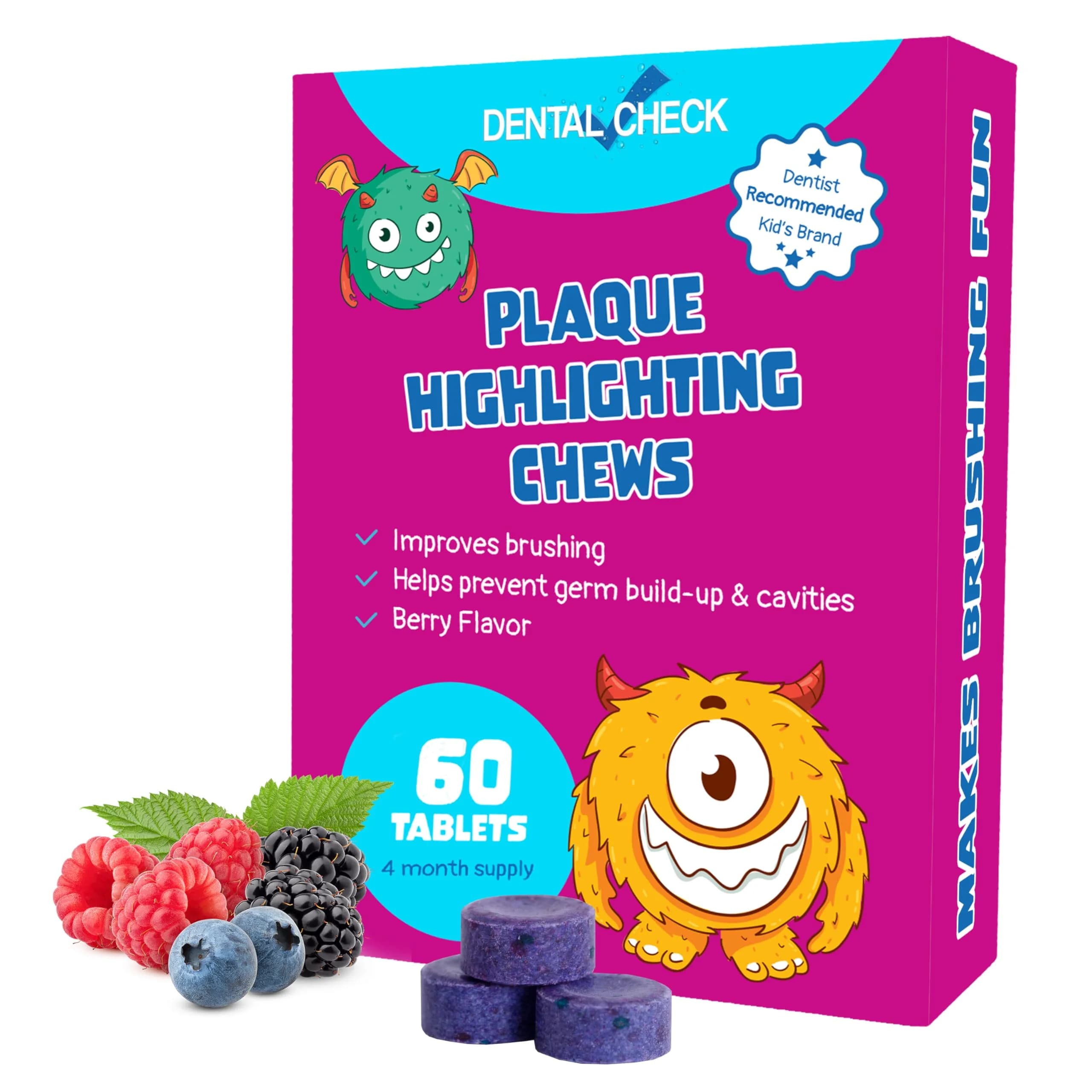 Lingito Plaque Disclosing Tablets Berry Flavor 60 Count (Pack of 1) | Visualize Plaque for Better Oral Hygiene