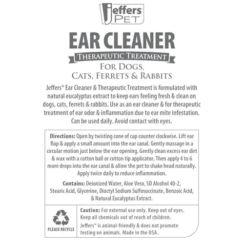 Jeffers Pet Ear Cleaning Solution for Dogs, Cats & Puppies | Aloe Vera Ear Wash for Wax & Odor Removal, Itchy Ear Comfort, Routine Ear Hygiene, Travel Friendly thumbnail 4