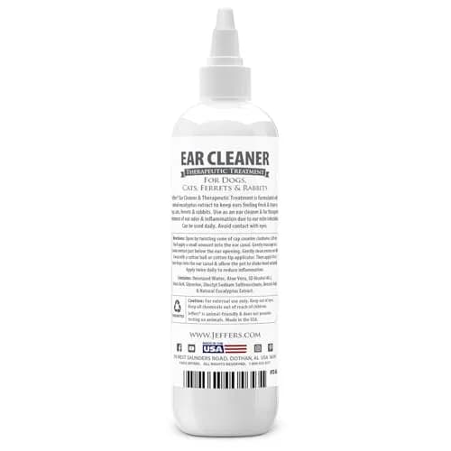 Jeffers Pet Ear Cleaning Solution for Dogs, Cats & Puppies | Aloe Vera Ear Wash for Wax & Odor Removal, Itchy Ear Comfort, Routine Ear Hygiene, Travel Friendly thumbnail 2