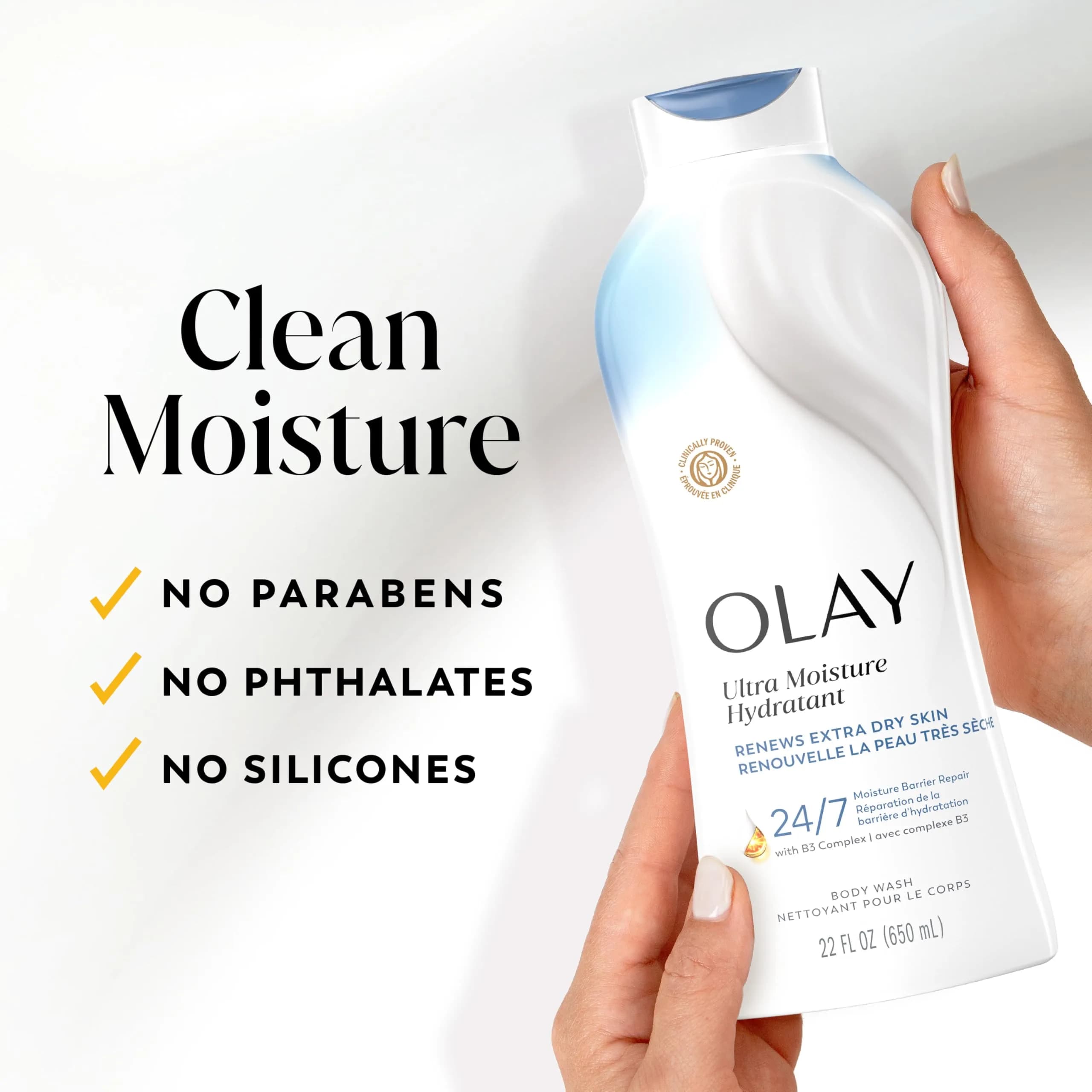 Olay Ultra Moisture Body Wash for Extra Dry Skin 650ml (22 fl oz) | Hydrates & Repairs Moisture Barrier - view 7