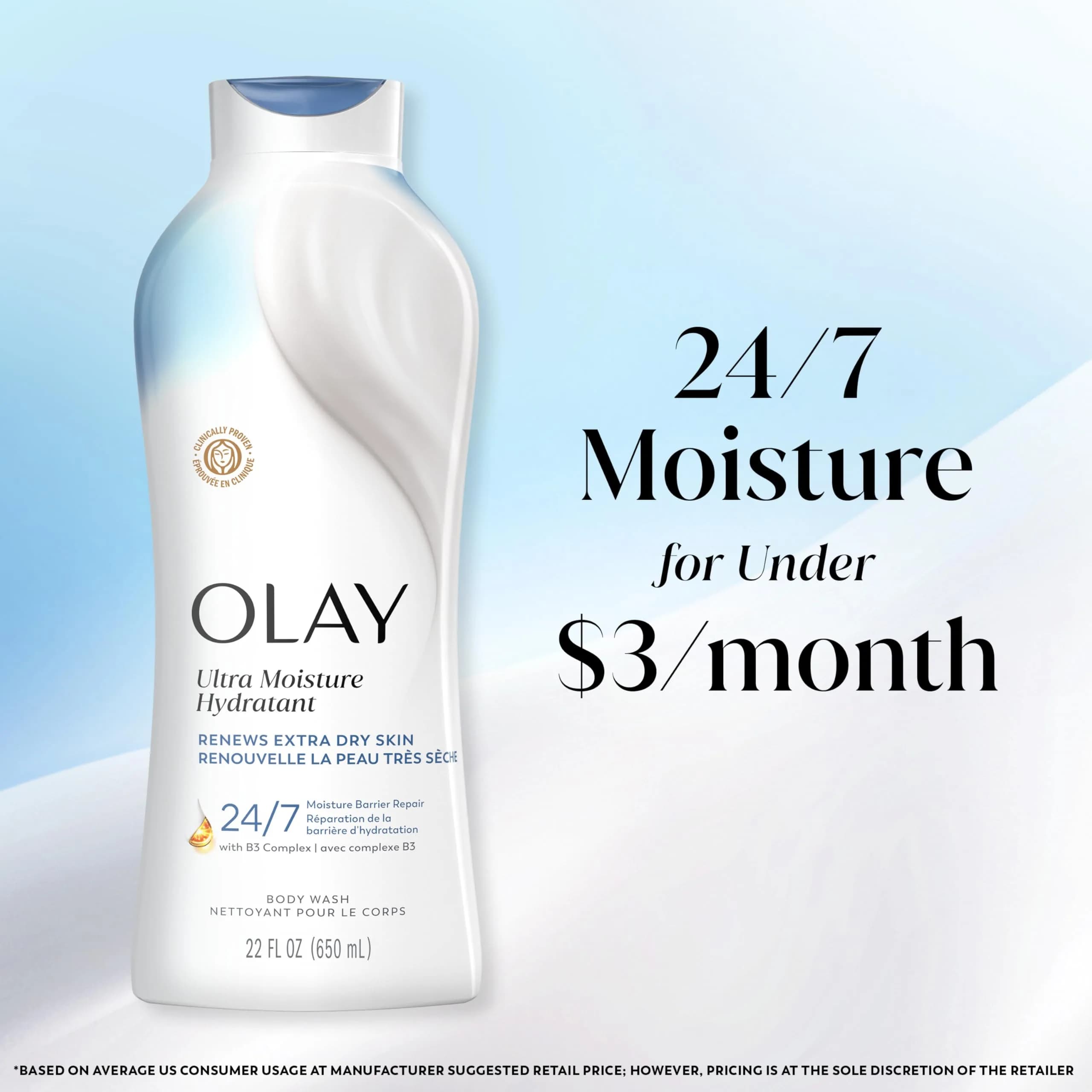 Olay Ultra Moisture Body Wash for Extra Dry Skin 650ml (22 fl oz) | Hydrates & Repairs Moisture Barrier - view 9