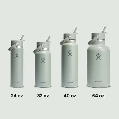 Hydro Flask Water Bottle - Insulated Stainless Steel - Wide Mouth Flex Straw Lid, Non Spill, Leakproof in 32 Oz Tonal Agave thumbnail 8