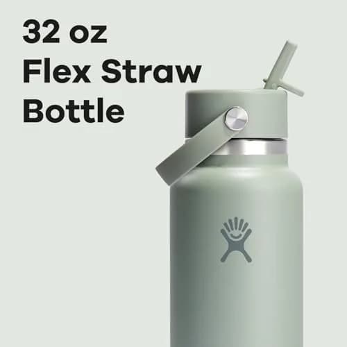 Hydro Flask Water Bottle - Insulated Stainless Steel - Wide Mouth Flex Straw Lid, Non Spill, Leakproof in 32 Oz Tonal Agave thumbnail 3