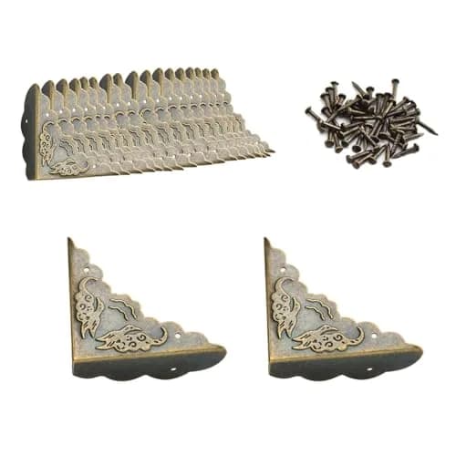 RFORPLY Metal Furniture Corner Protector 40 pcs | Antique Bronze, Vintage Style, Iron, 1.69x1.69x2.36 inch thumbnail 1