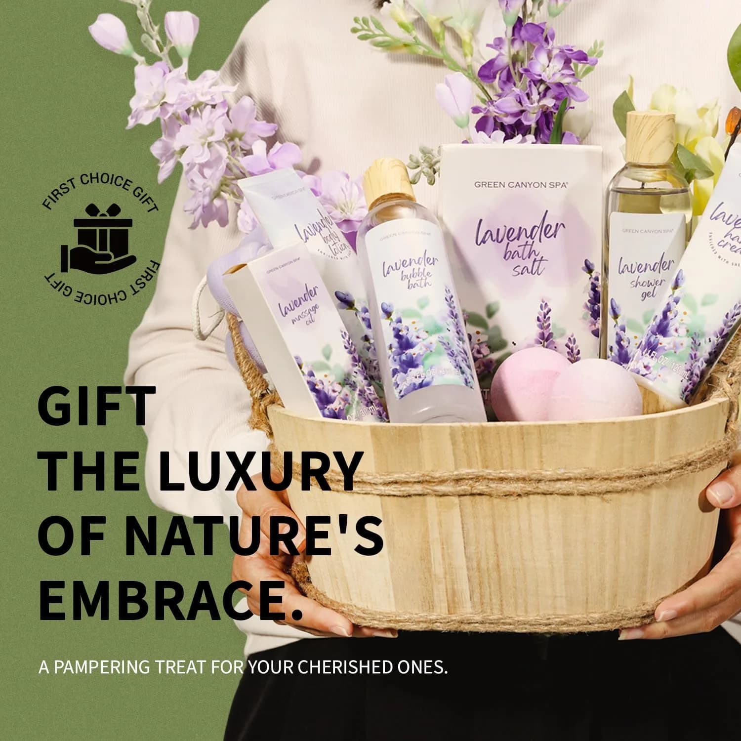 Green Canyon Spa Lavender Bath Gift Sets 11pc (1.72 kg) | Luxurious Spa Basket for Women - view 2