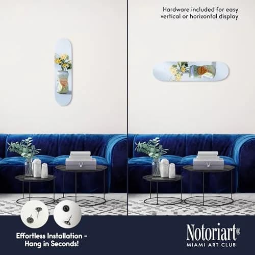 NotoriArt Trendy Pop Acrylic Wall Art Die-Cut 8" x 32" | Sparkling Floral Vase Skateboard thumbnail 3