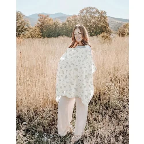 Konssy 2-Pack Muslin Nursing Cover Up with Rigid Hoop | 100% Cotton, Breathable, Adjustable Strap thumbnail 7