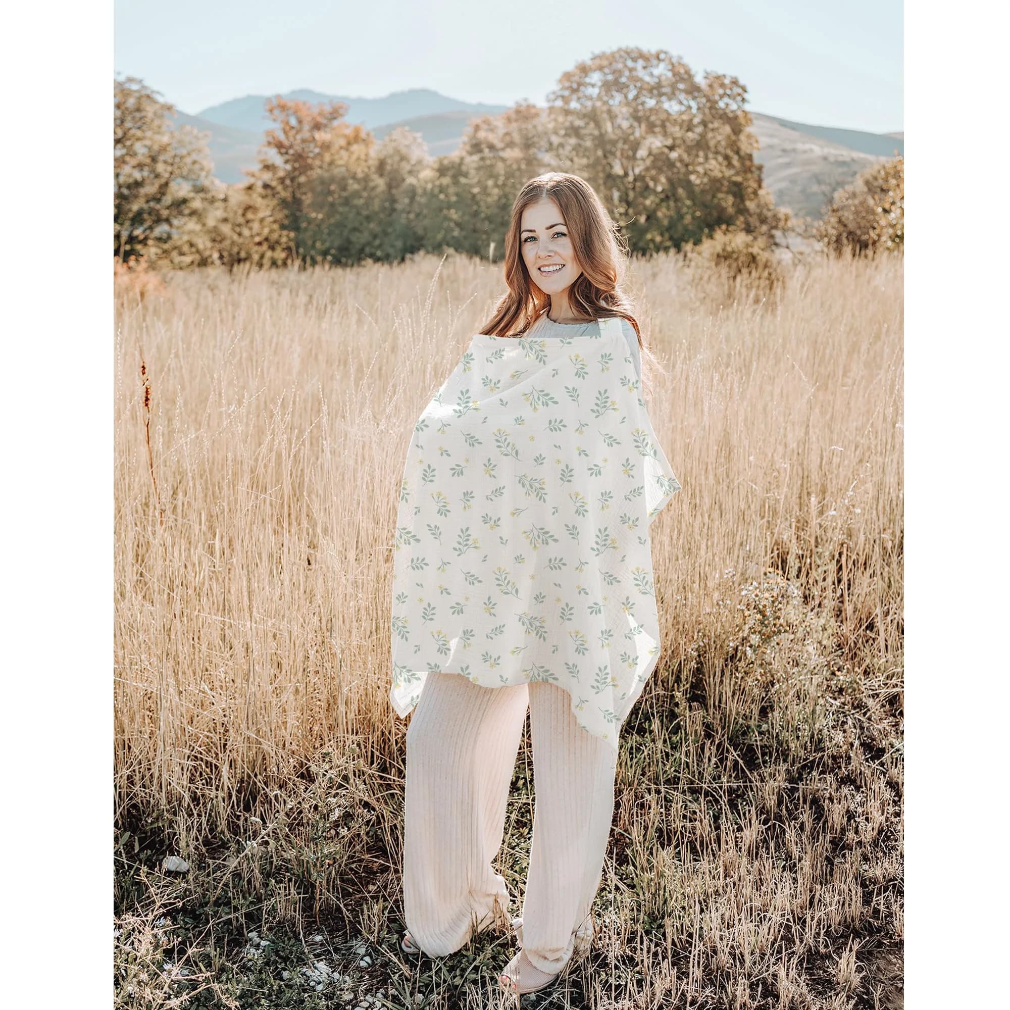 Konssy 2-Pack Muslin Nursing Cover Up with Rigid Hoop | 100% Cotton, Breathable, Adjustable Strap - view 7