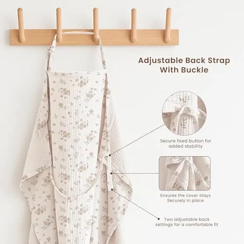 Konssy 2-Pack Muslin Nursing Cover Up with Rigid Hoop | 100% Cotton, Breathable, Adjustable Strap thumbnail 4