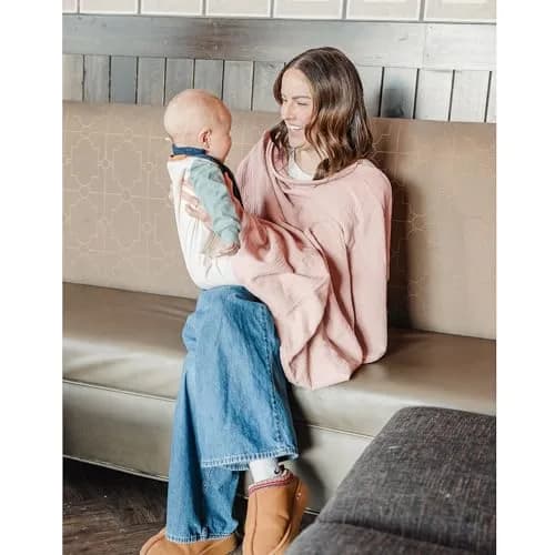Konssy 2-Pack Muslin Nursing Cover Up with Rigid Hoop | 100% Cotton, Breathable, Adjustable Strap thumbnail 8