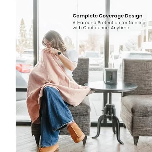 Konssy 2-Pack Muslin Nursing Cover Up with Rigid Hoop | 100% Cotton, Breathable, Adjustable Strap thumbnail 2