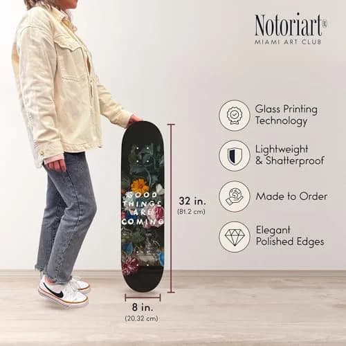 NotoriArt Modern Typography Acrylic Wall Art Die-Cut 8" x 32" | Skateboard Pop Art Decor thumbnail 6