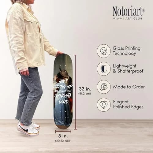 NotoriArt Modern Typography Acrylic Wall Art Die-Cut 8" x 32" | Skateboard Pop Art Decor thumbnail 6