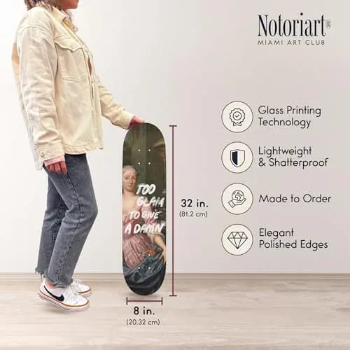 NotoriArt Acrylic Wall Art Skateboard 8" x 32" | Modern Pop Culture Decor thumbnail 6