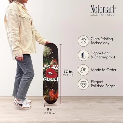 NotoriArt Modern Typography Acrylic Wall Art Die-Cut 8" x 32" | Skateboard Pop Art Decor thumbnail 6