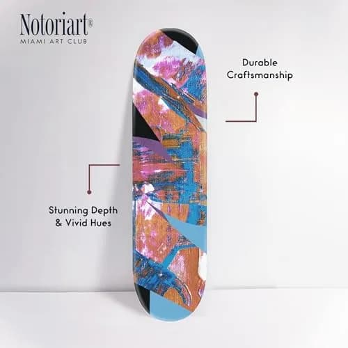 NotoriArt Pop Glitch Skateboard Wall Art 8" x 32" | Vibrant Acrylic Decor for Urban Spaces thumbnail 4
