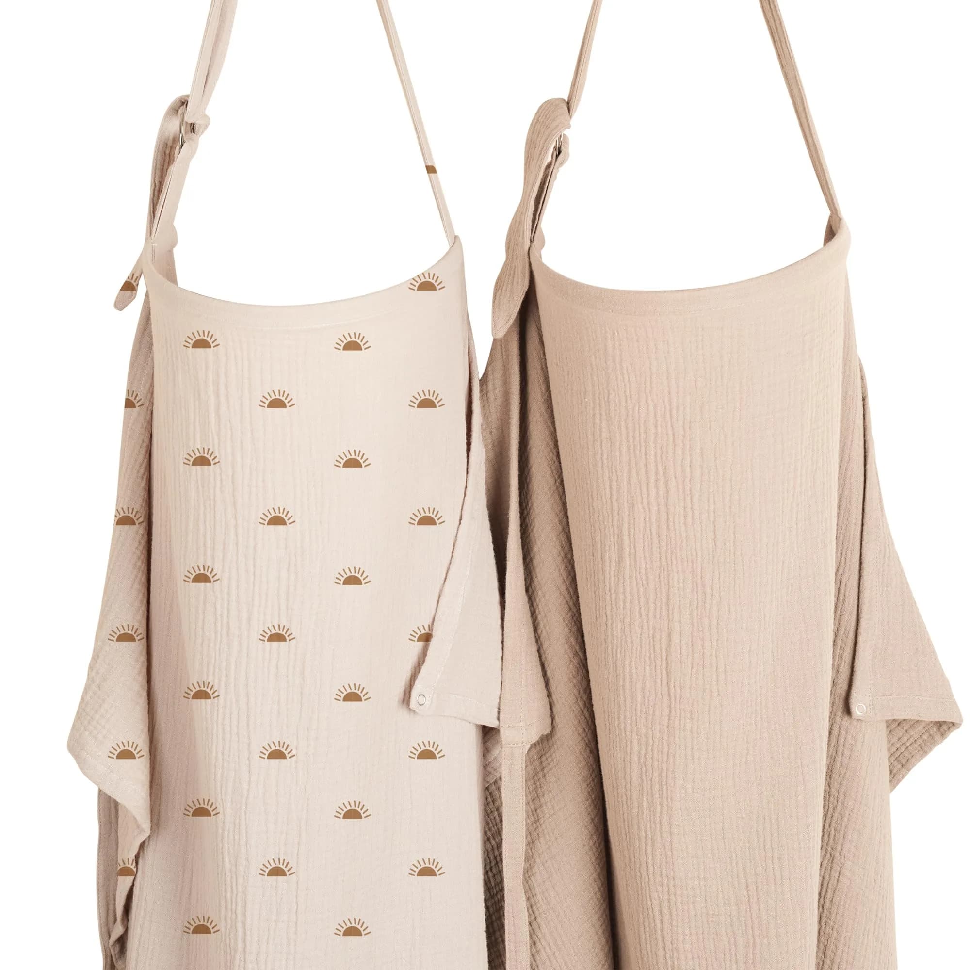 Konssy 2-Pack Muslin Nursing Cover Up with Rigid Hoop | 100% Cotton, Breathable, Adjustable Strap - main product image