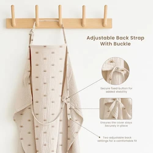 Konssy 2-Pack Muslin Nursing Cover Up with Rigid Hoop | 100% Cotton, Breathable, Adjustable Strap thumbnail 4