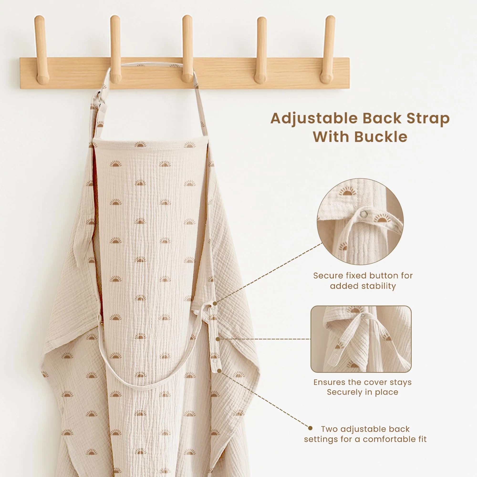 Konssy 2-Pack Muslin Nursing Cover Up with Rigid Hoop | 100% Cotton, Breathable, Adjustable Strap - view 4