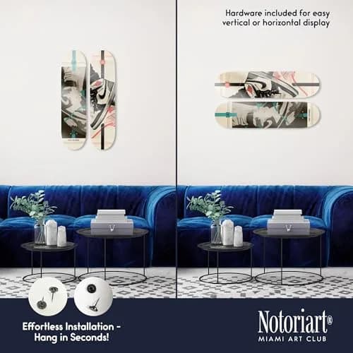 NotoriArt Wall Art 8" x 32" Acrylic Skateboard Set | Retro Urban Pop Culture thumbnail 3
