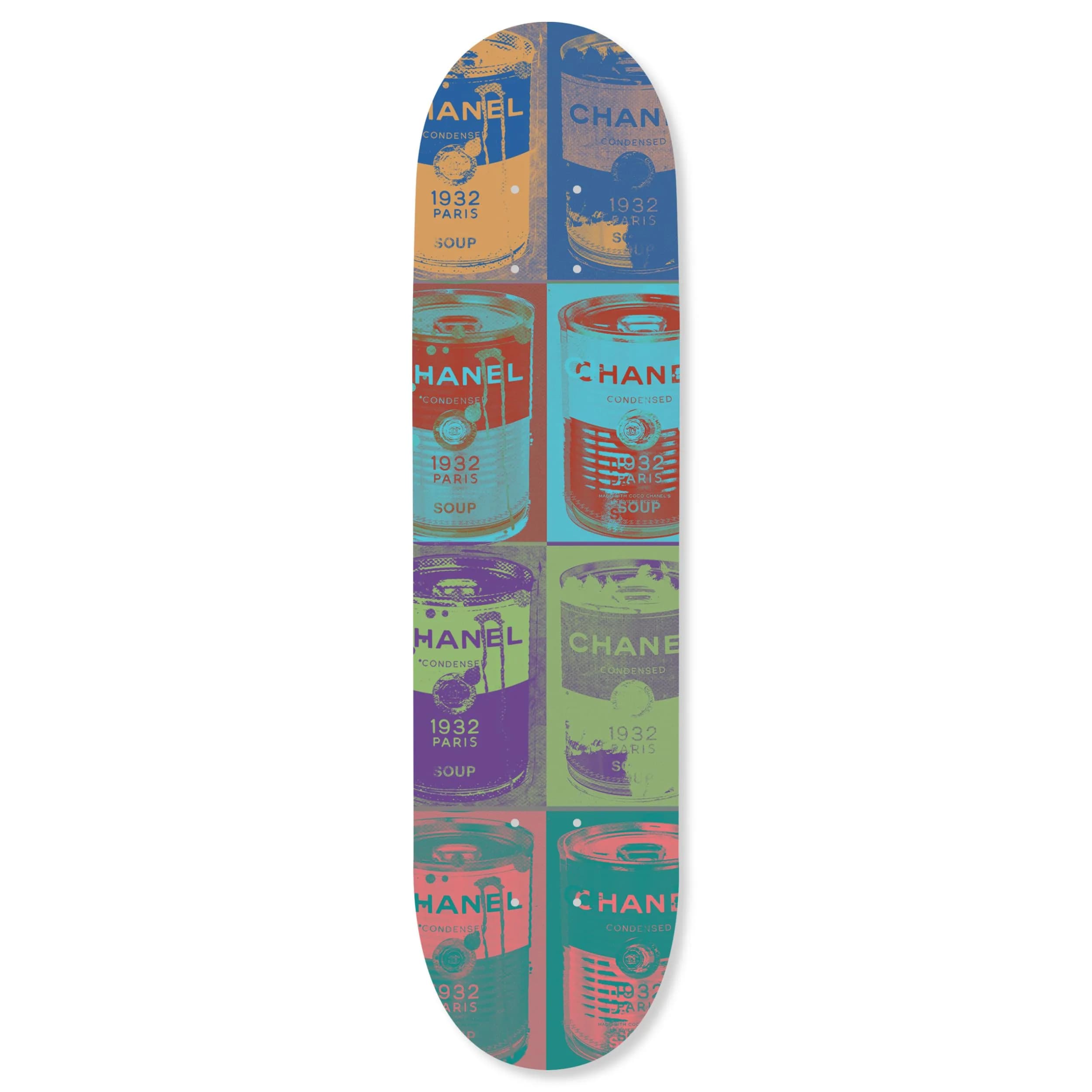 NotoriArt Trendy Pop Acrylic Wall Art Die-Cut 8" x 32" Floral Soup Can Skateboard — Blue