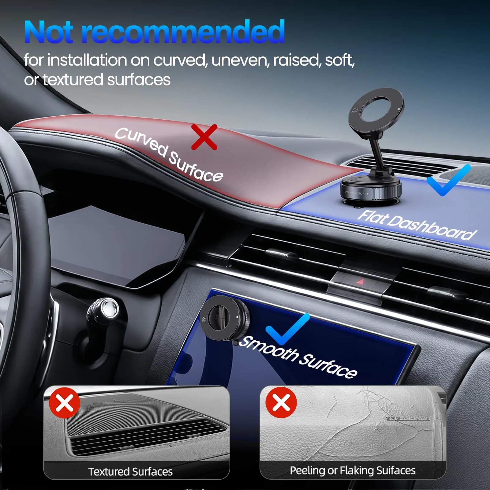 Jikasho Magnetic Phone Holder for Car | Suction Cup MagSafe Mount, 360° Adjustable, Washable Gel Base, Black - view 8