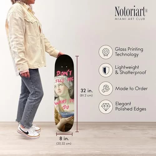 NotoriArt Modern Typography Acrylic Wall Art Die-Cut 8" x 32" | Skateboard Pop Art Decor thumbnail 6