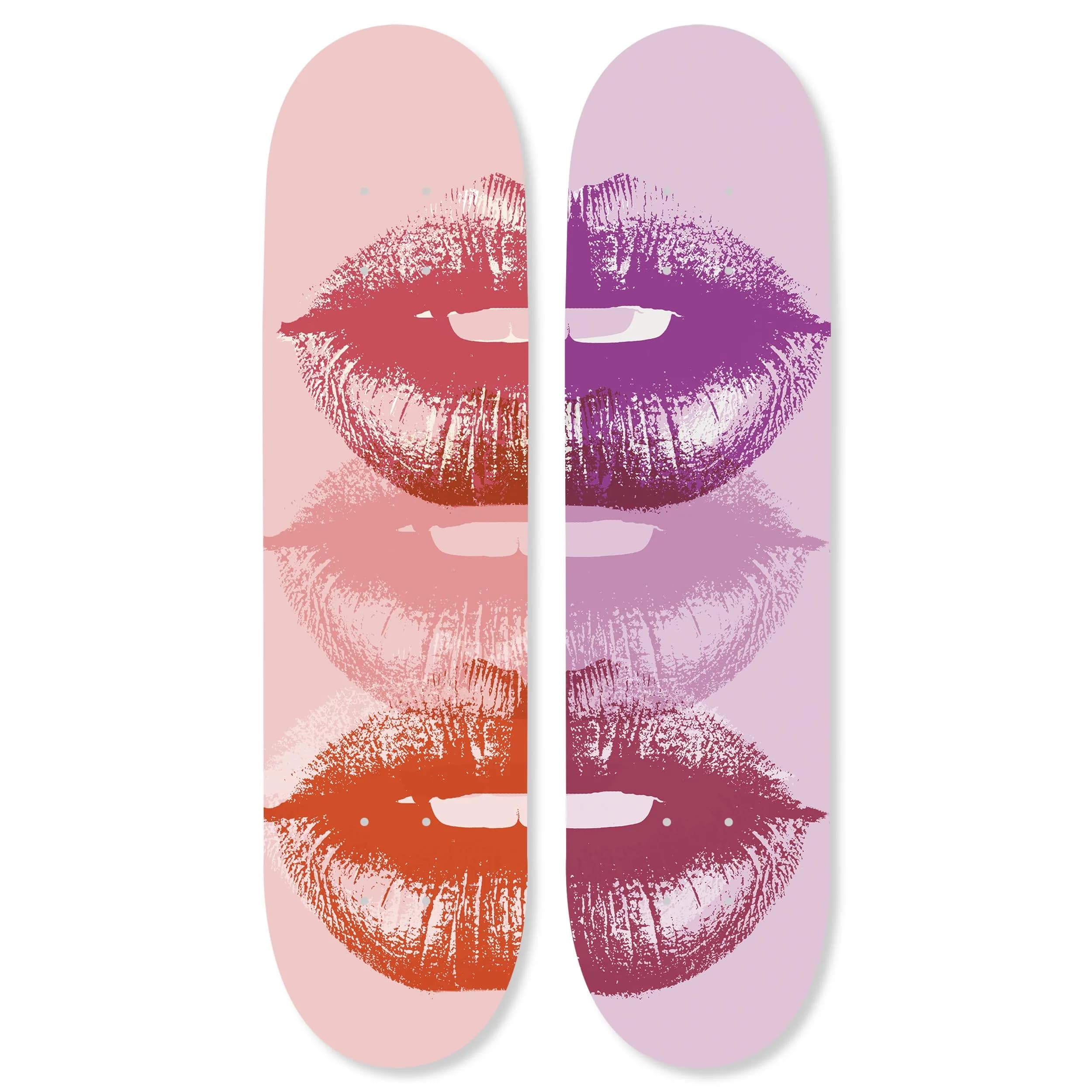 NotoriArt Pop Art Lips Skateboard Wall Art 8" x 32" Acrylic Pop Culture Decor