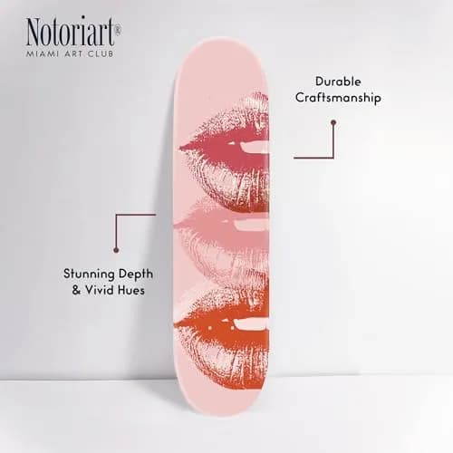 NotoriArt Pop Art Lips Skateboard Wall Art 8" x 32" Acrylic Pop Culture Decor thumbnail 4
