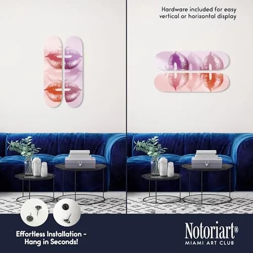 NotoriArt Pop Art Lips Skateboard Wall Art 8" x 32" Acrylic Pop Culture Decor thumbnail 3