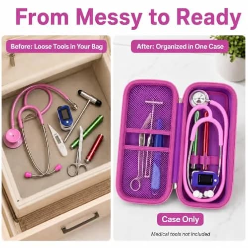 ALKOO Stethoscope Case for 3M Littmann Classic III/Cardiology IV, Violet | Hard Shell Protection for Professionals thumbnail 7