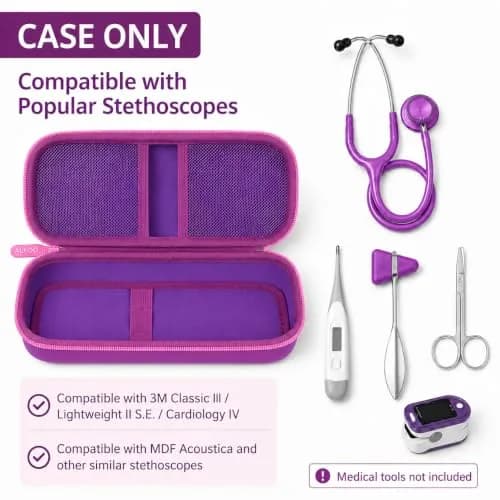 ALKOO Stethoscope Case for 3M Littmann Classic III/Cardiology IV, Violet | Hard Shell Protection for Professionals thumbnail 2