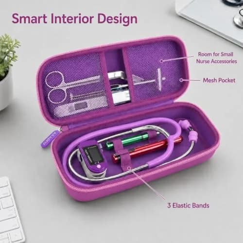 ALKOO Stethoscope Case for 3M Littmann Classic III/Cardiology IV, Violet | Hard Shell Protection for Professionals thumbnail 3