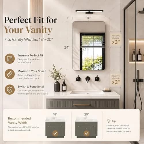 GoTiling 16x24 Black Medicine Cabinet with Mirror | Recessed & Surface Mount, Modern Design thumbnail 8