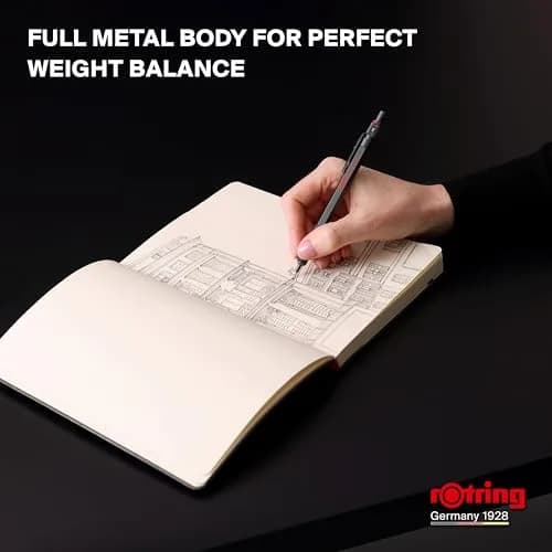Rotring 600 Full-Metal Body 0.7mm Mechanical Pencil, Black, for Precise Ruler-Based Drawing | Hexagonal Barrel Prevents Sliding thumbnail 4