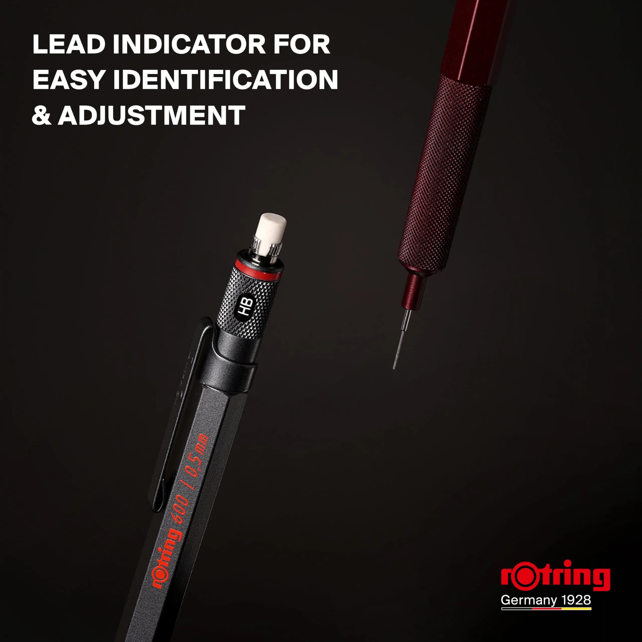 Rotring 600 Full-Metal Body 0.7mm Mechanical Pencil, Black, for Precise Ruler-Based Drawing | Hexagonal Barrel Prevents Sliding - view 6