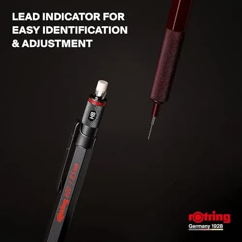 Rotring 600 Full-Metal Body 0.7mm Mechanical Pencil, Black, for Precise Ruler-Based Drawing | Hexagonal Barrel Prevents Sliding thumbnail 6