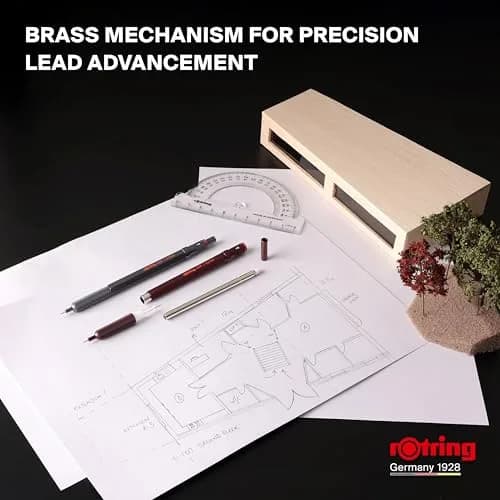 Rotring 600 Full-Metal Body 0.7mm Mechanical Pencil, Black, for Precise Ruler-Based Drawing | Hexagonal Barrel Prevents Sliding thumbnail 7