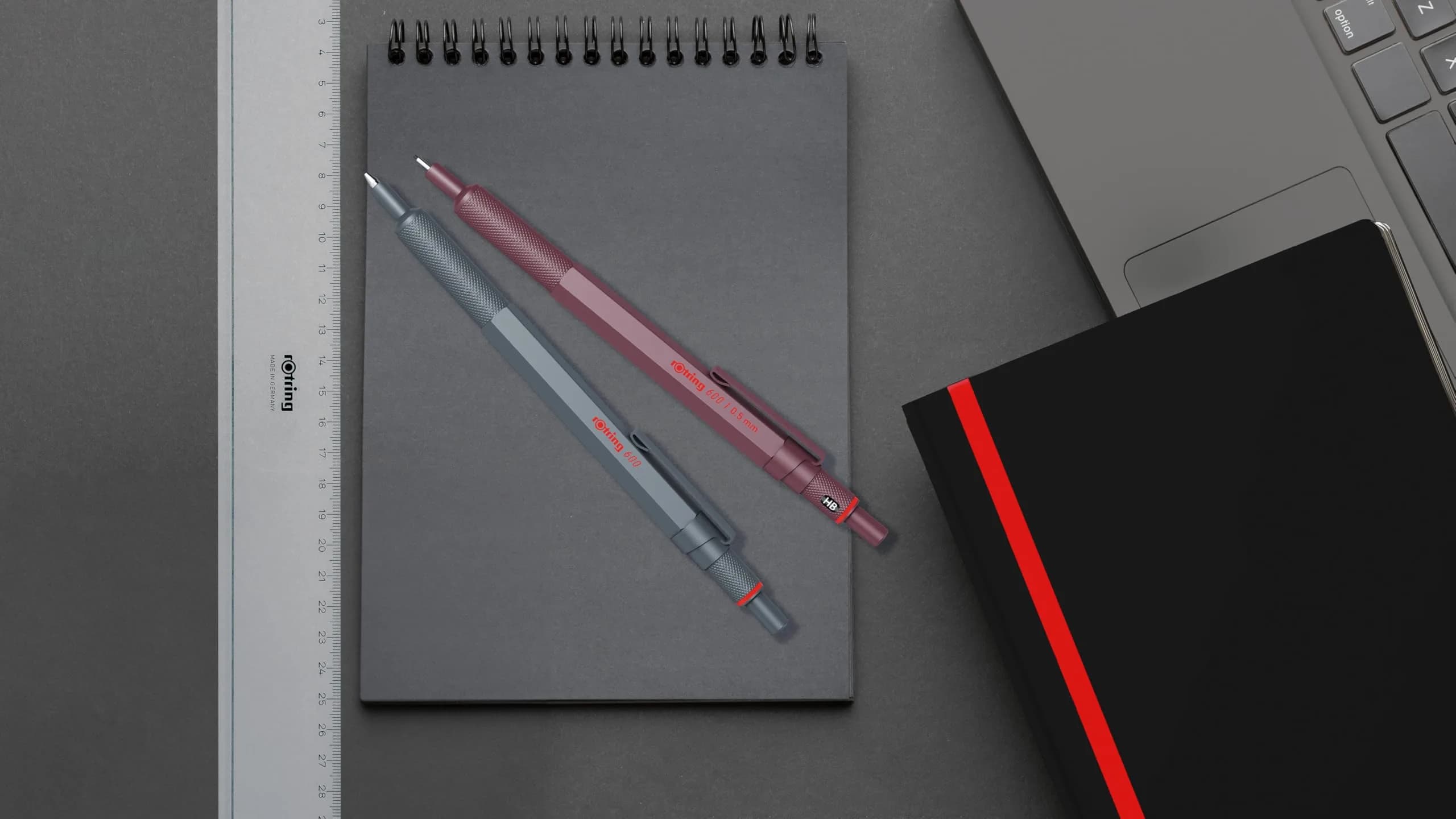 Rotring 600 Full-Metal Body 0.7mm Mechanical Pencil, Black, for Precise Ruler-Based Drawing | Hexagonal Barrel Prevents Sliding - view 2