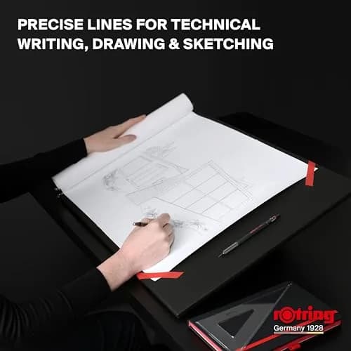 Rotring 600 Full-Metal Body 0.7mm Mechanical Pencil, Black, for Precise Ruler-Based Drawing | Hexagonal Barrel Prevents Sliding thumbnail 3