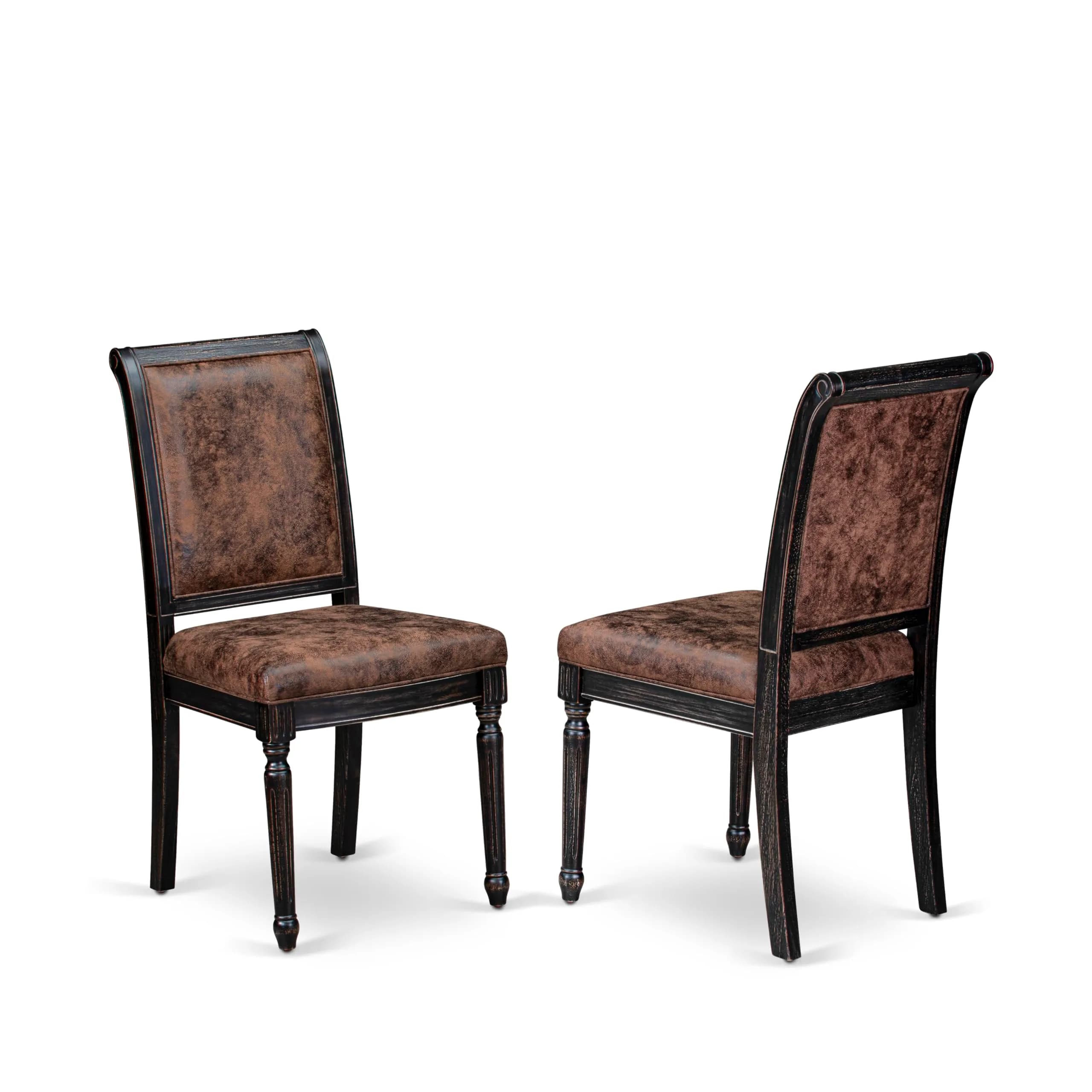 Luxe by East West Furniture CYC-SBB-33 Mid Century Dining Chairs Set of 2 | Brown Polyester Upholstered Chairs with Black Finish