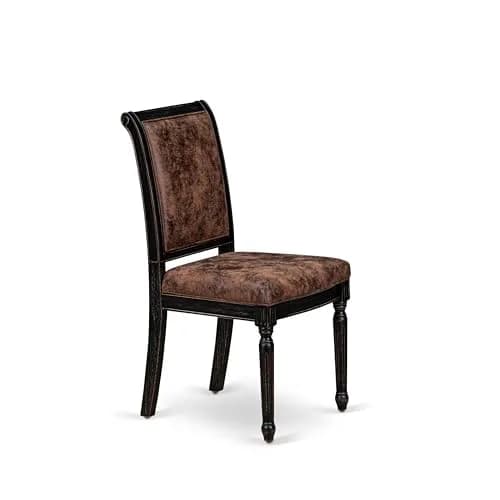 Luxe by East West Furniture CYC-SBB-33 Mid Century Dining Chairs Set of 2 | Brown Polyester Upholstered Chairs with Black Finish thumbnail 4