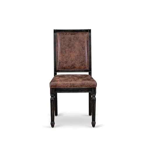 Luxe by East West Furniture CYC-SBB-33 Mid Century Dining Chairs Set of 2 | Brown Polyester Upholstered Chairs with Black Finish thumbnail 3