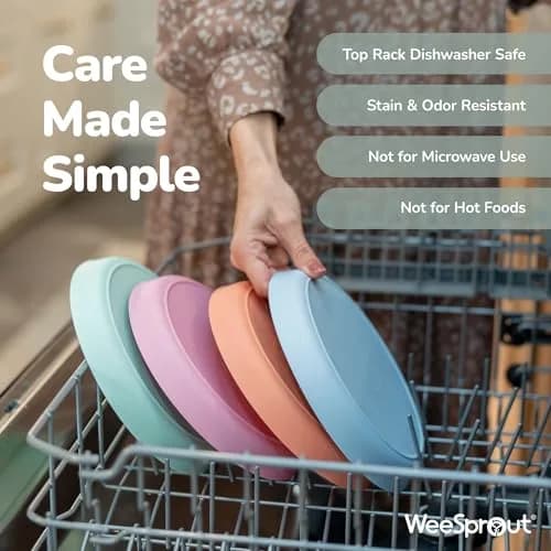 WeeSprout Bamboo Plates Set of 4 Kid-Sized Dinnerware | BPA-Free & Dishwasher Safe thumbnail 6